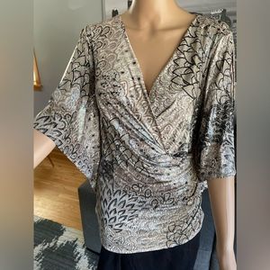 CB Holiday cold shoulder surplice neck top